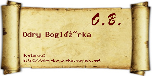Odry Boglárka névjegykártya